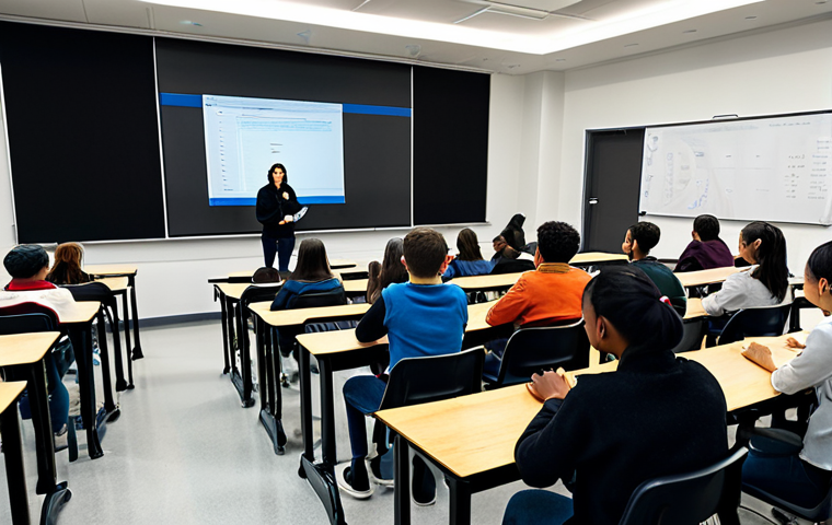 공연기획 관련 온라인 강좌 추천 - **

"A diverse group of students are attentively watching an online lecture on "Creative Idea Genera...